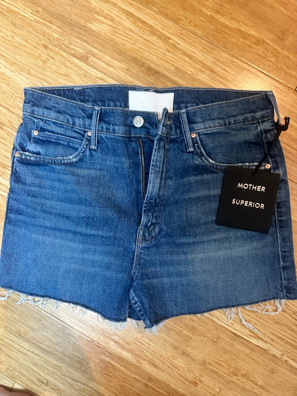 MOTHER Superior Jean Shorts in Blue Denim